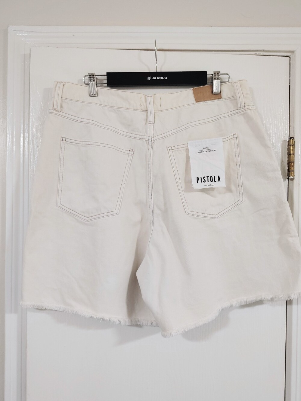 NWT Pistola Layne Pleated High Waist A-Line Denim White / Bone Shorts Women's 32 - Picture 5 of 12